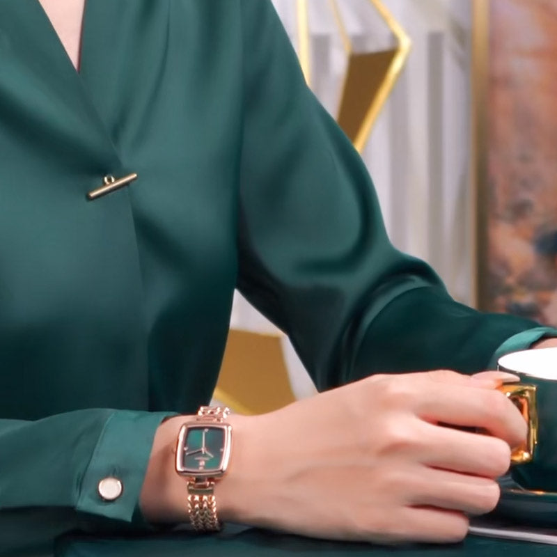 Kadın Saati Örgü Kordonlu Kare Kadran 65745