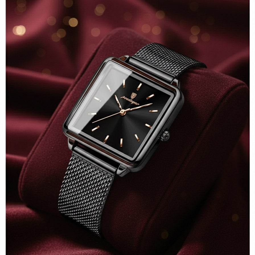 Kadın Saati Kare Kasa Hasır Kordonlu 25070