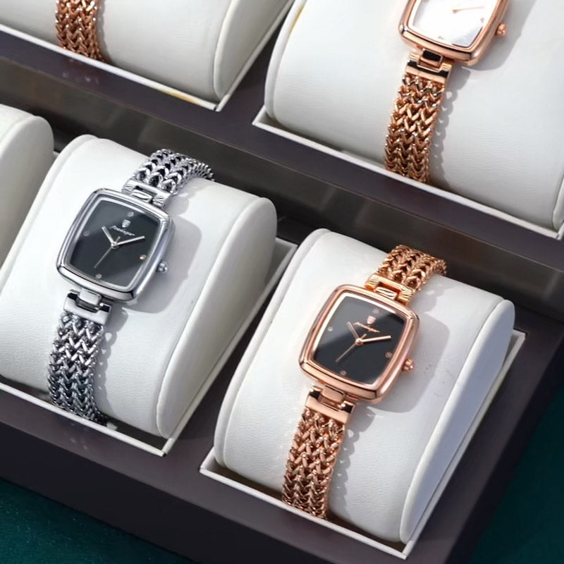 Kadın Saati Örgü Kordonlu Kare Kadran 65745