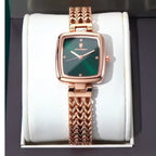 Kadın Saati Örgü Kordonlu Kare Kadran 65745