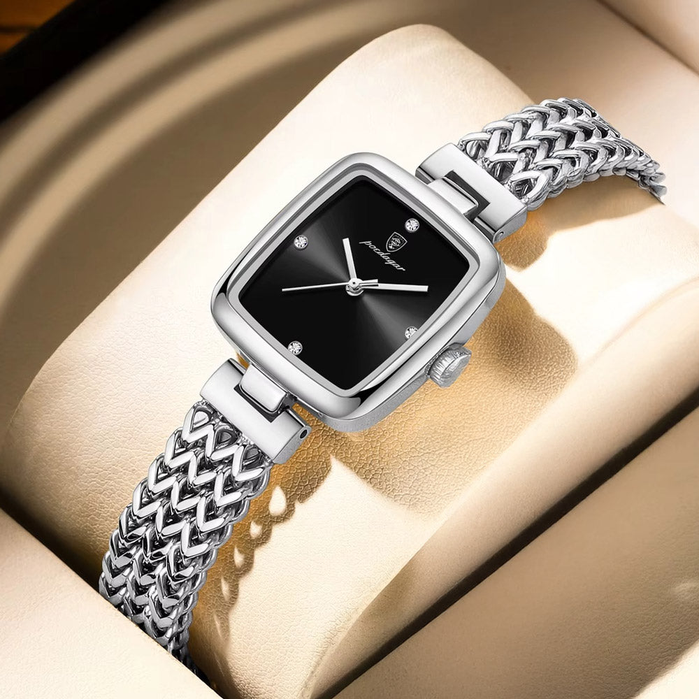 Kadın Saati Örgü Kordonlu Kare Kadran 65745