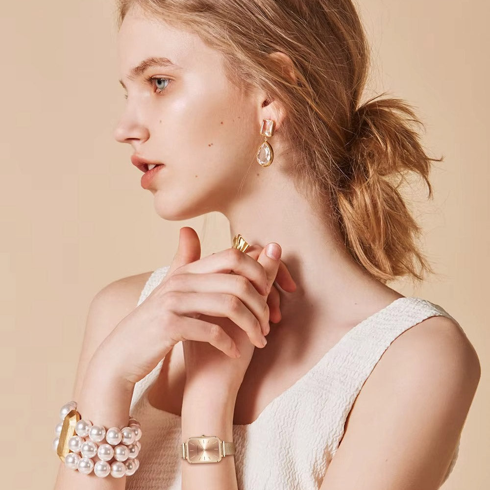 Kadın Saati Dikdörtgen Kasa Minimalist 94200