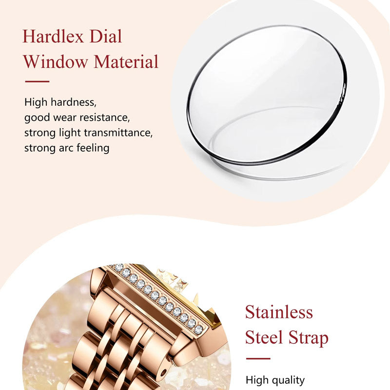 Kadın Saati Kristal Işıltılı Dikdörtgen 16954