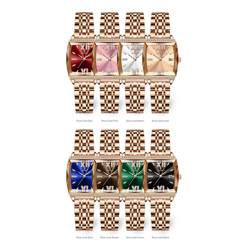 Kadın Saati Kristal Işıltılı Dikdörtgen 16954