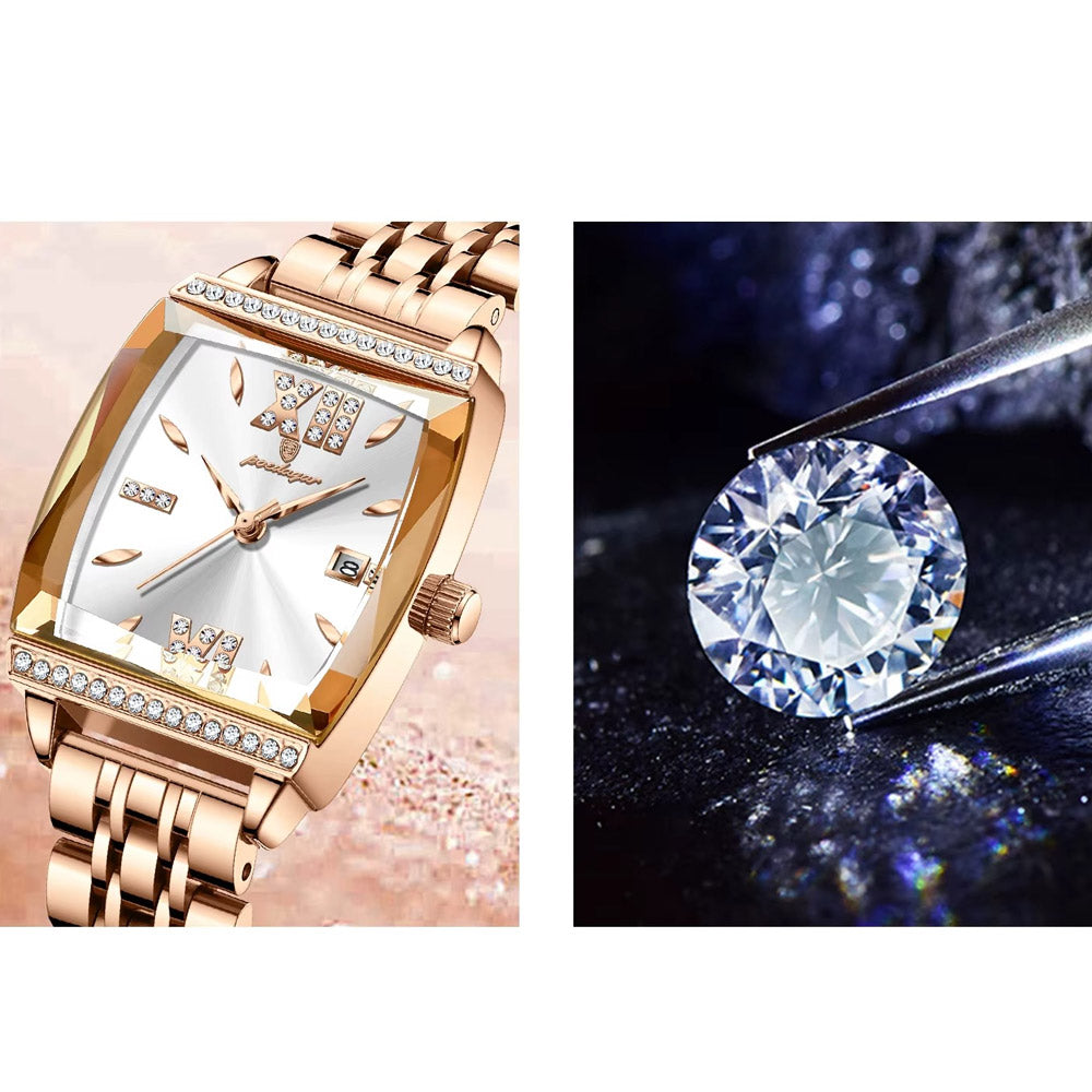 Kadın Saati Kristal Işıltılı Dikdörtgen 16954