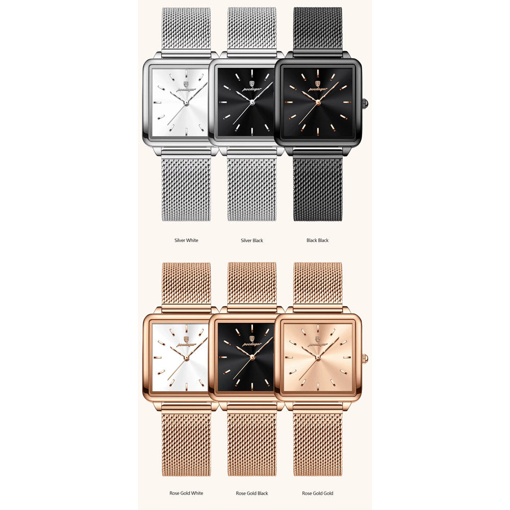 Kadın Saati Kare Kasa Hasır Kordonlu 25070