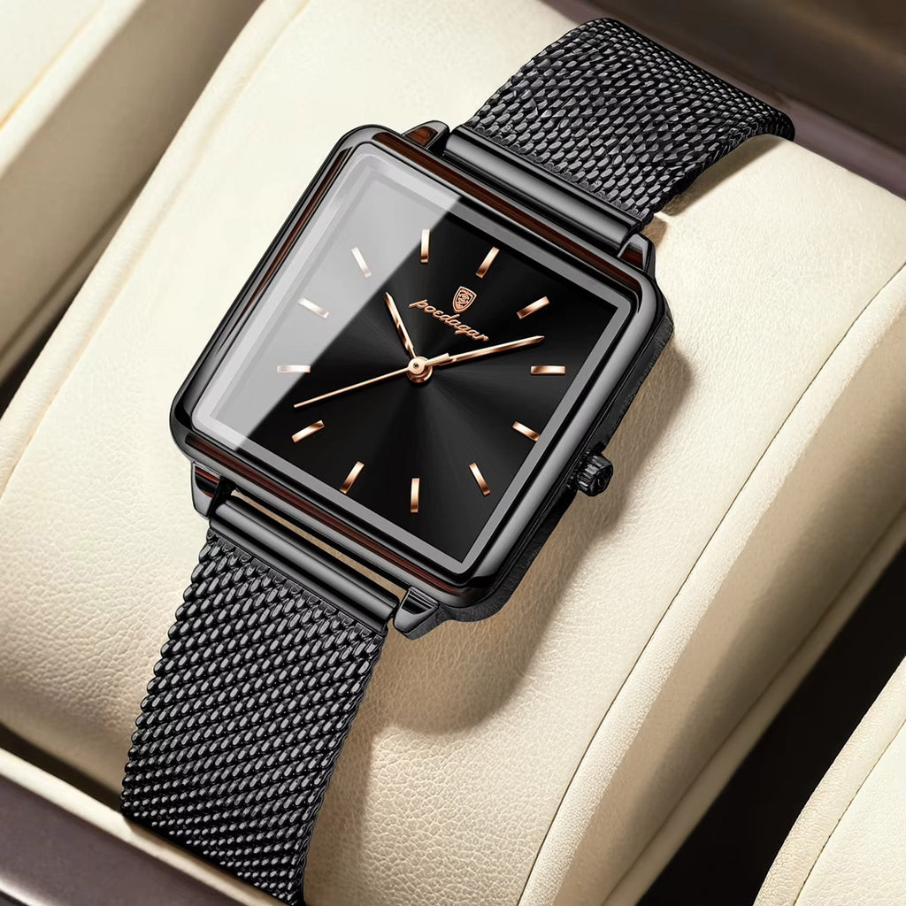 Kadın Saati Kare Kasa Hasır Kordonlu 25070