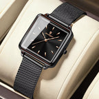 Kadın Saati Kare Kasa Hasır Kordonlu 25070