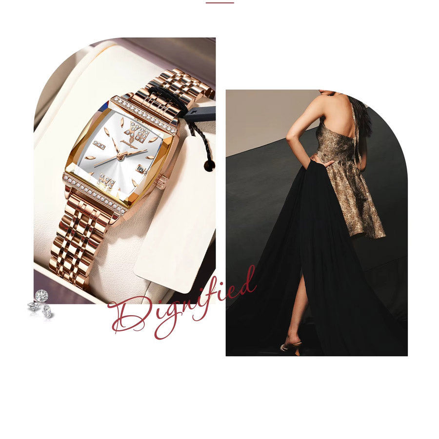 Kadın Saati Kristal Işıltılı Dikdörtgen 16954