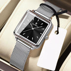 Kadın Saati Kare Kasa Hasır Kordonlu 25070