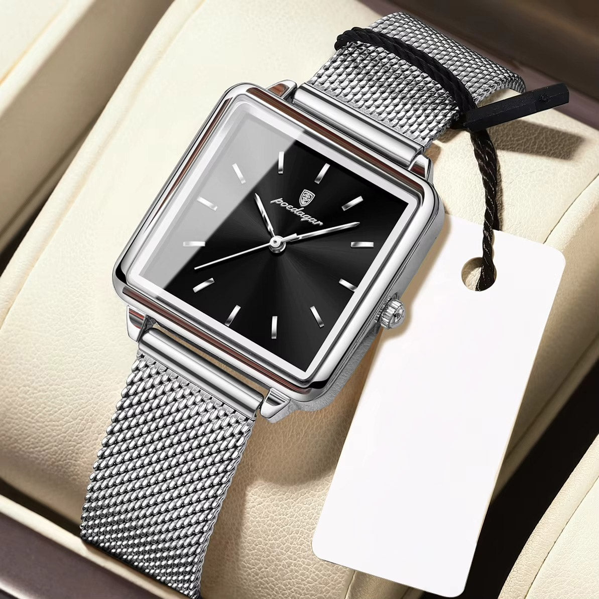 Kadın Saati Kare Kasa Hasır Kordonlu 25070