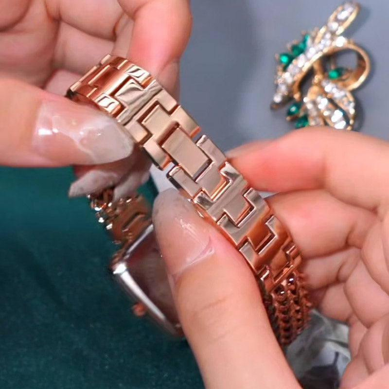 Kadın Saati Örgü Kordonlu Kare Kadran 65745