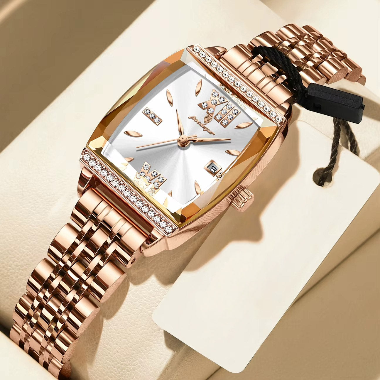 Kadın Saati Kristal Işıltılı Dikdörtgen 16954