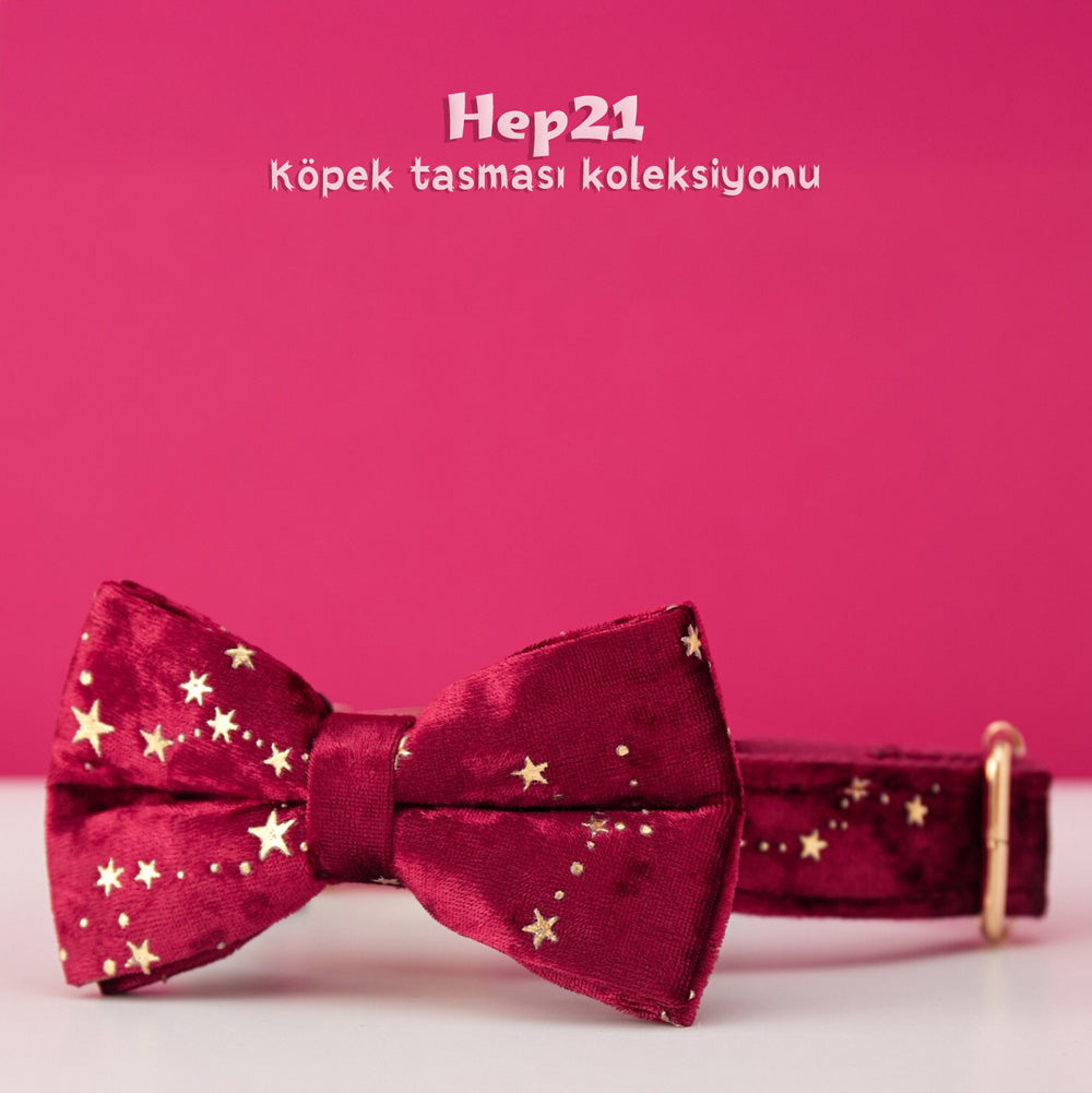Köpek Boyun Tasması İsimli Bordo Kadife 764243