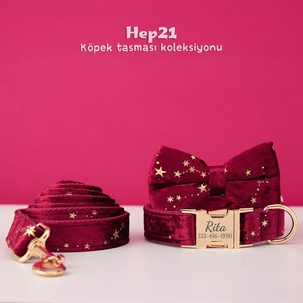 Köpek Boyun Tasması İsimli Bordo Kadife 764243