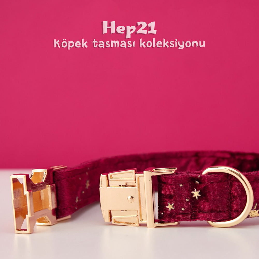 Köpek Boyun Tasması İsimli Bordo Kadife 764243