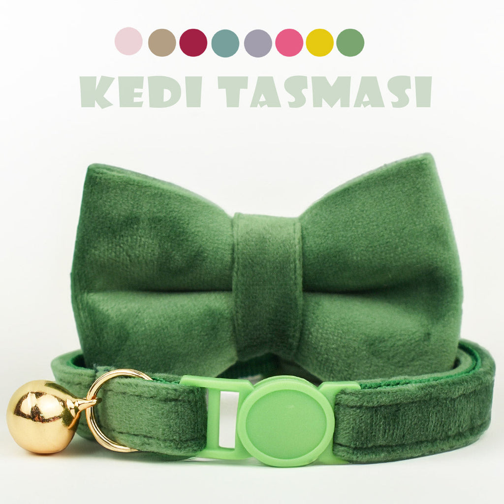 Papyonlu Kedi tasması Güvenlikli Zilli Kedi Tasma