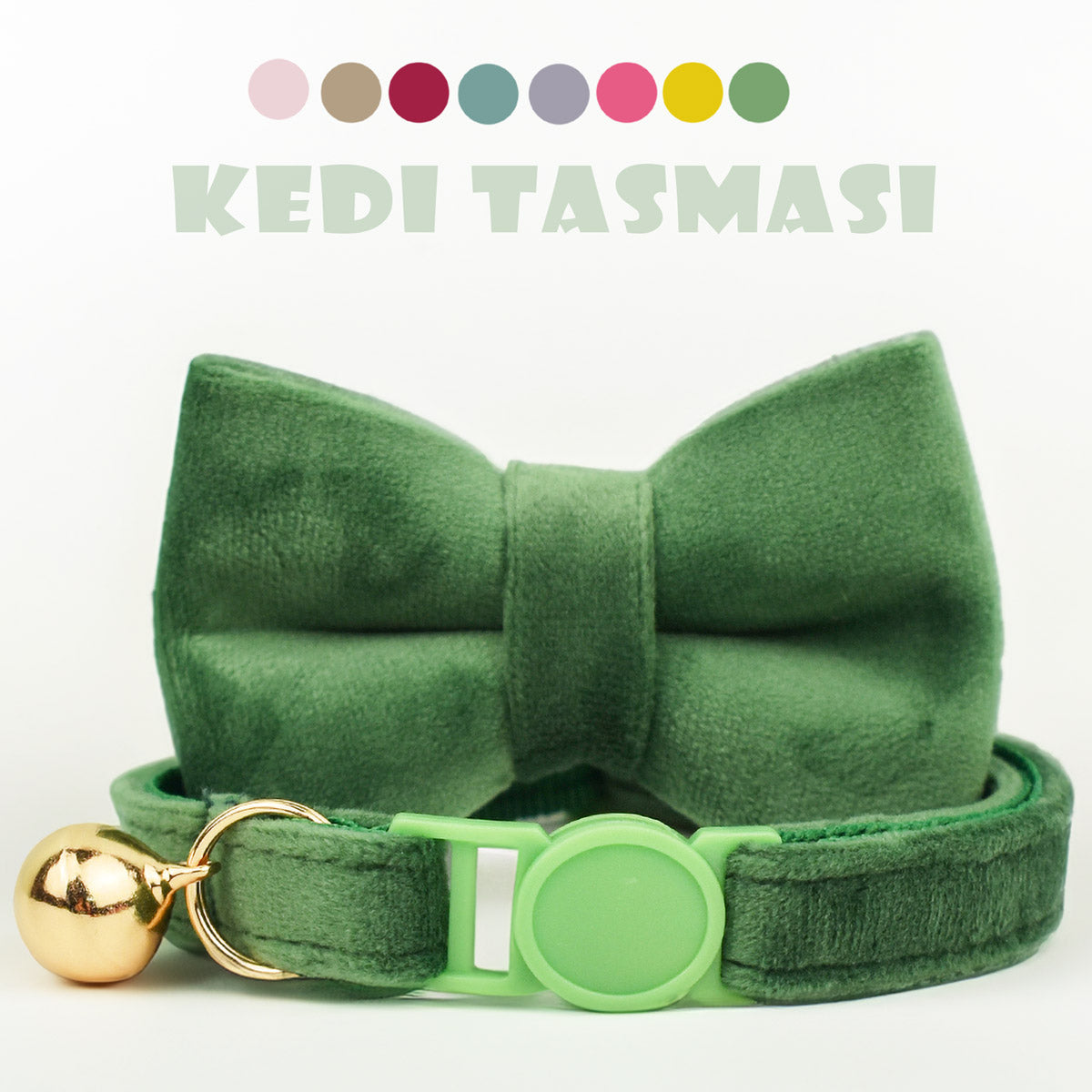 Papyonlu Kedi tasması Güvenlikli Zilli Kedi Tasma