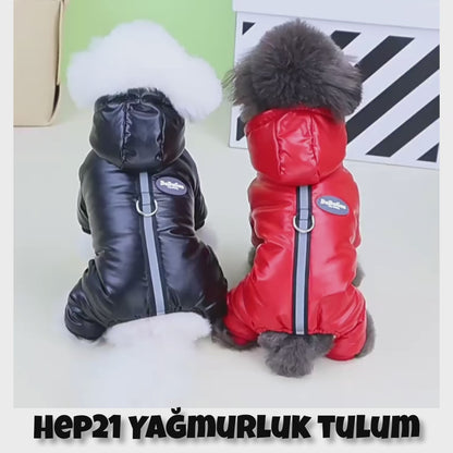 Köpek Yağmurluk Tulum Kapüşonlu Kürklü 788415