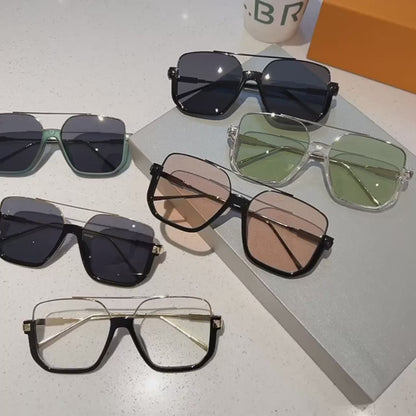 Retro Pilot Detaylı Kare Güneş Gözlüğü UV400 | Dörtgen Çerçeve 00856