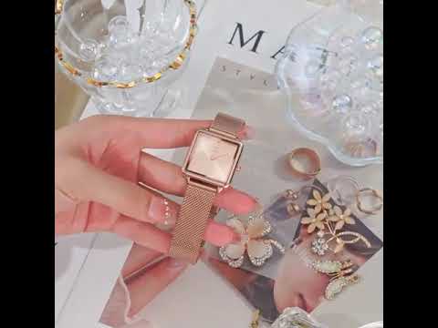 Kadın Saati Kare Kasa Hasır Kordonlu 25070