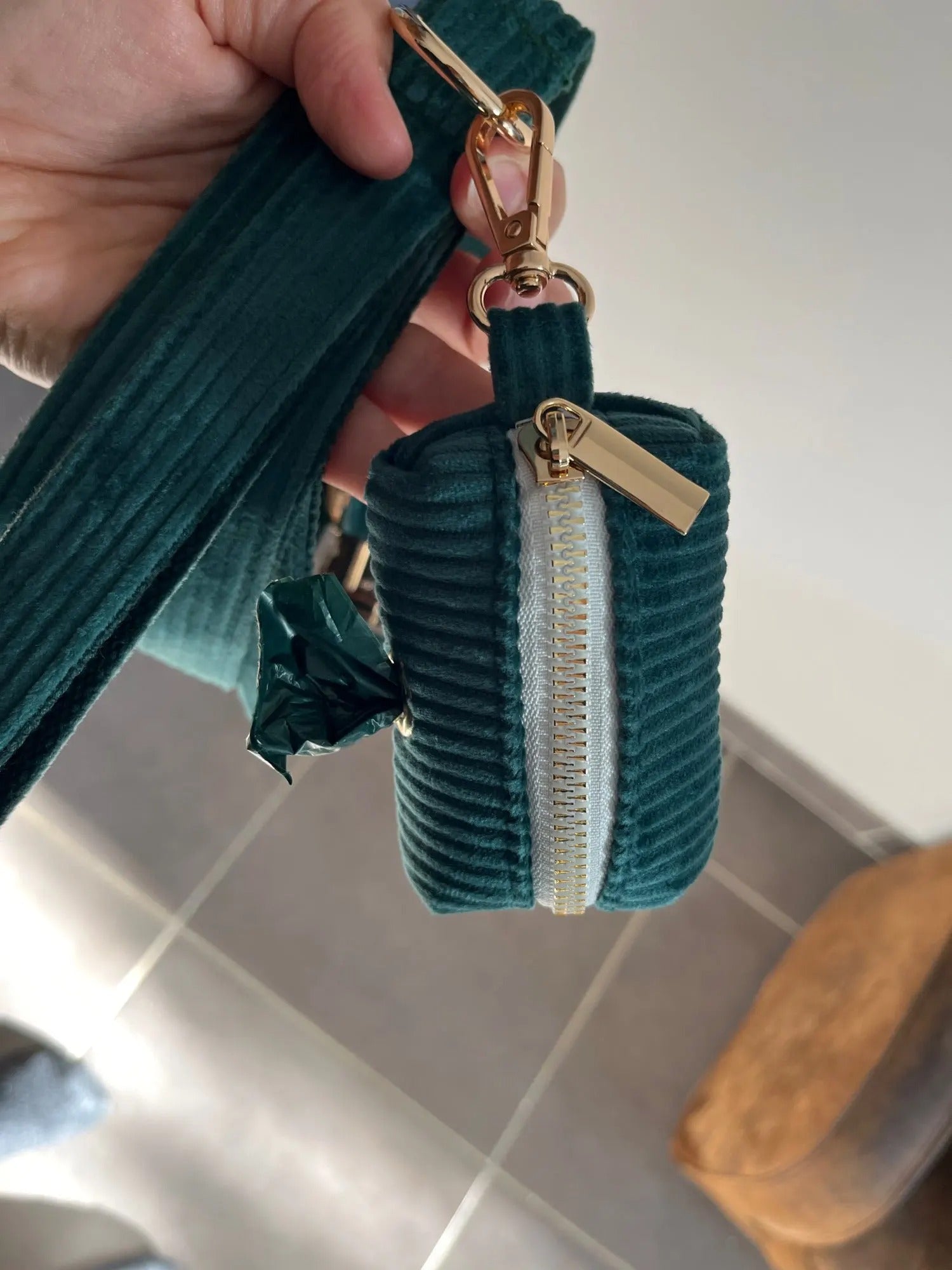 Köpek Boyun Tasması İsimli Orman Yeşil Fitilli Kadife 020480